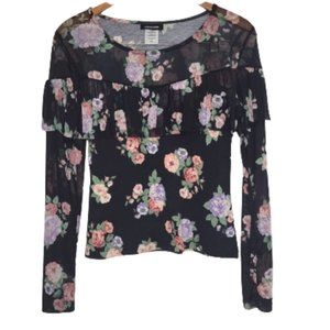 Womens Joe Boxer, floral, long sleeve top, W/ Ruffles, MEDIUM